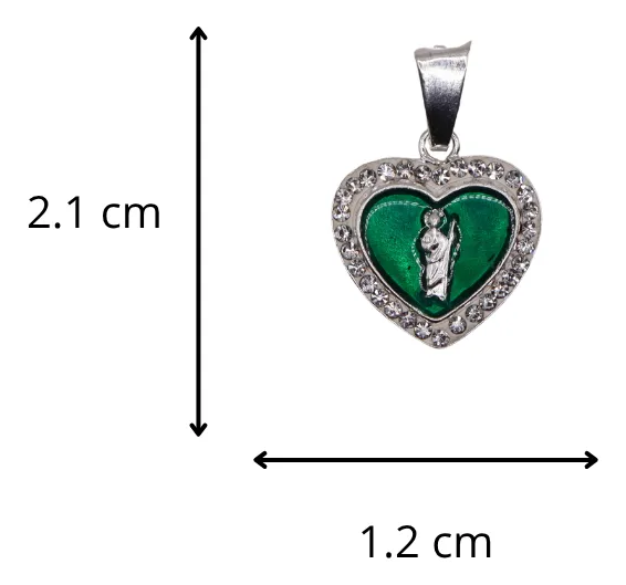 Dije De San Judas En Forma De Corazón + Cadena en Plata .925