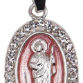 Dije De Medalla De San Judas Ovalo Rosa