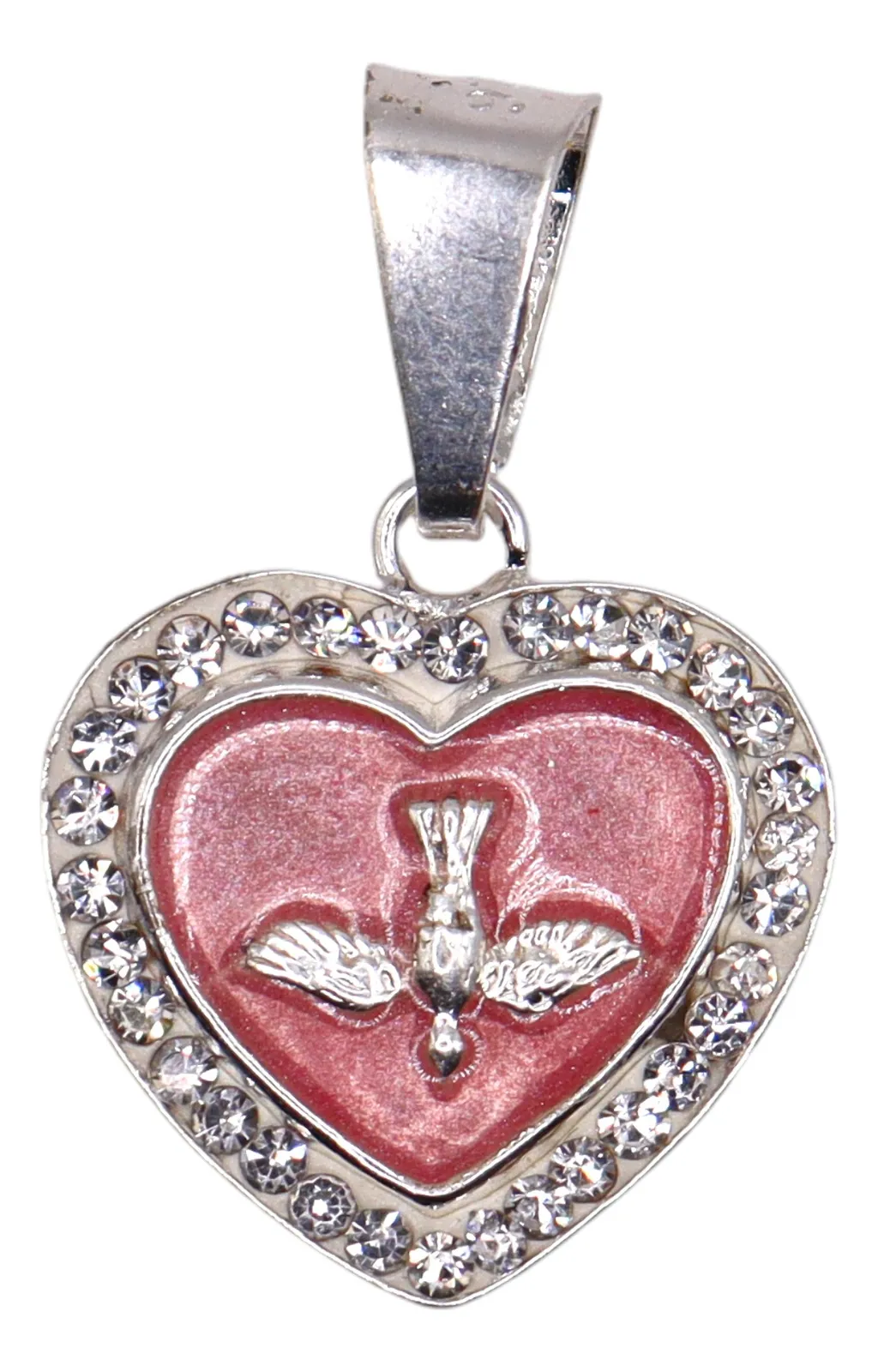 Dije De Espíritu Santo En Forma De Corazón + Cadena en Plata .925