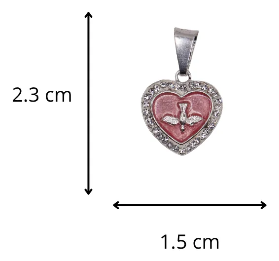 Dije De Espíritu Santo En Forma De Corazón + Cadena en Plata .925