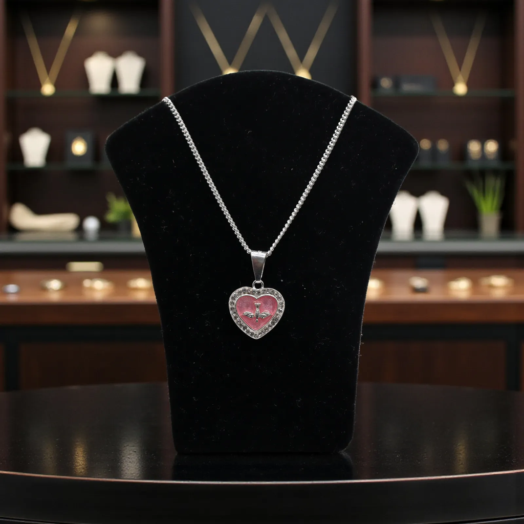 Dije De Espíritu Santo En Forma De Corazón + Cadena en Plata .925