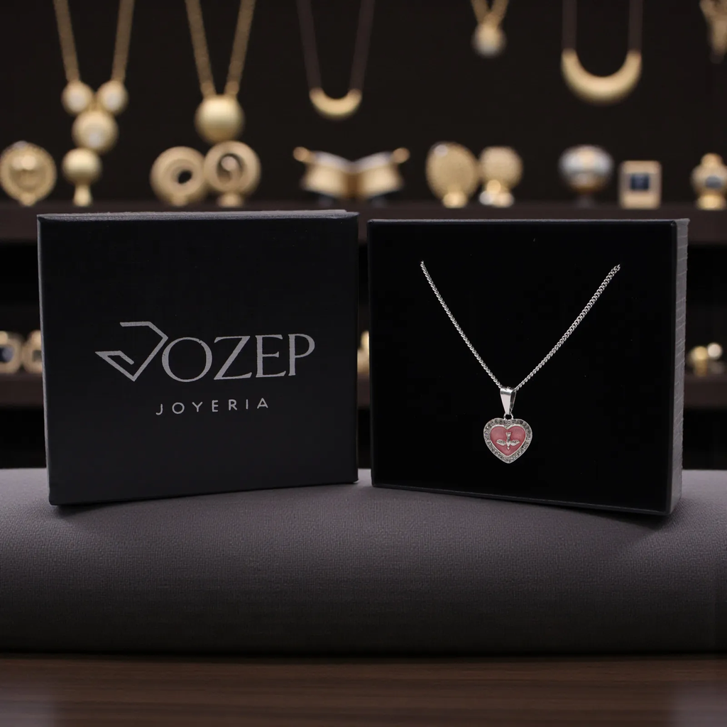 Dije De Espíritu Santo En Forma De Corazón + Cadena en Plata .925
