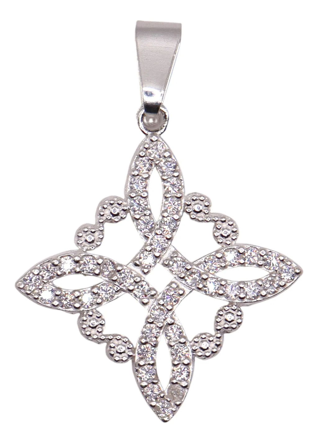 Dije Nudo De Bruja Con Circonia + Cadena en Plata .925