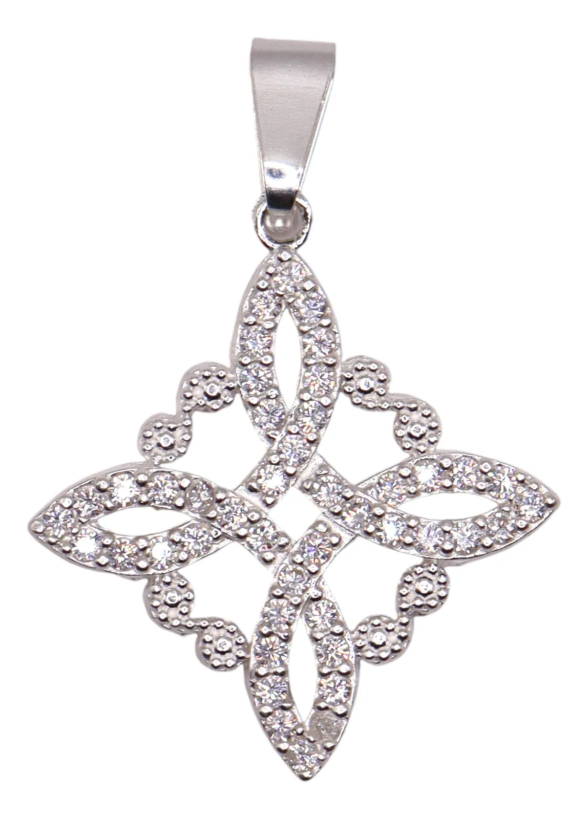 Dije Nudo De Bruja Con Circonia + Cadena en Plata .925