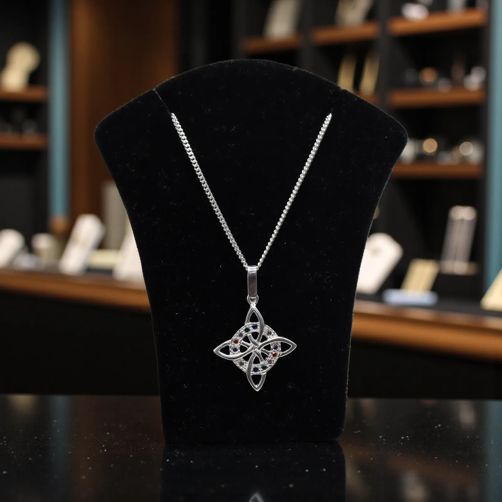 Dije Nudo De Bruja Colores + Cadena en Plata .925