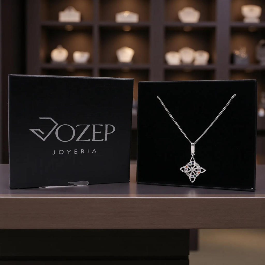 Dije Nudo De Bruja Colores + Cadena en Plata .925