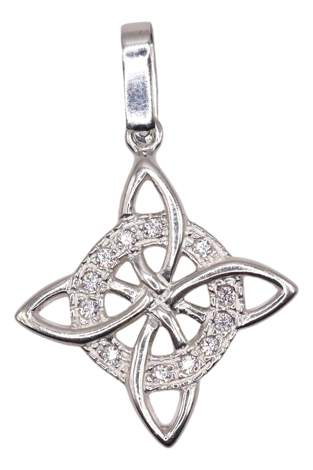 Dije Nudo De Bruja Blanco + Cadena en Plata .925