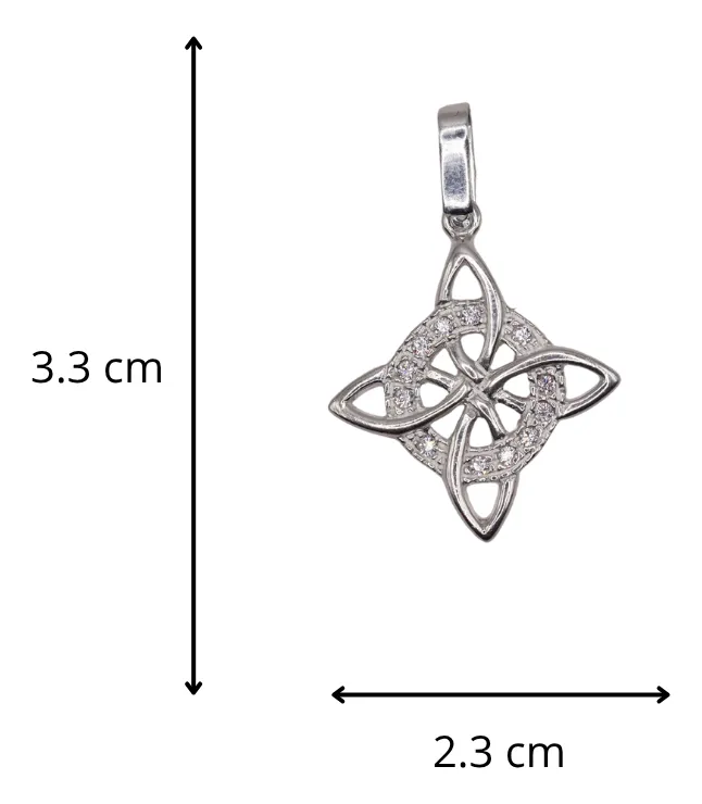 Dije Nudo De Bruja Blanco + Cadena en Plata .925