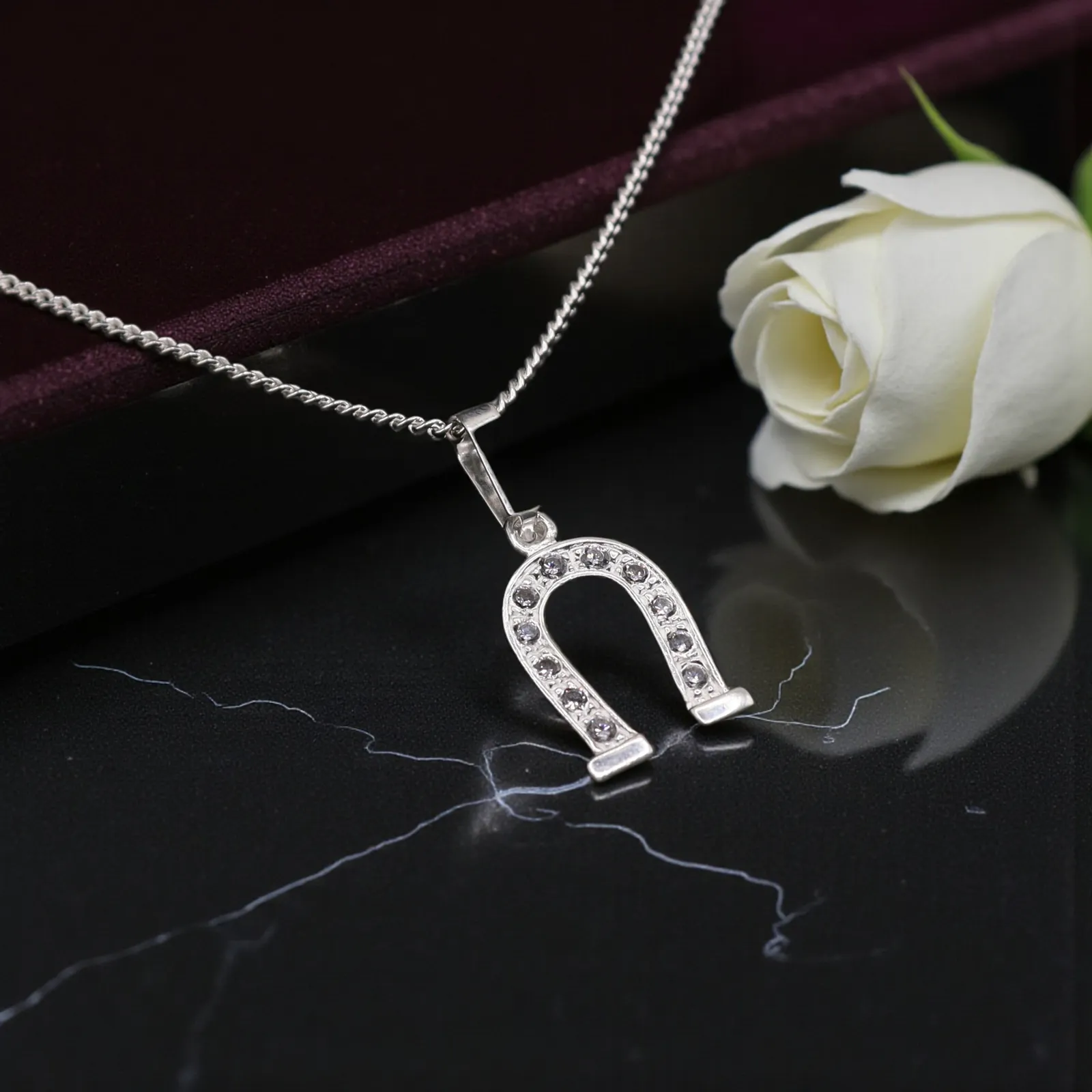Dije Herradura De La Suerte + Cadena en Plata .925
