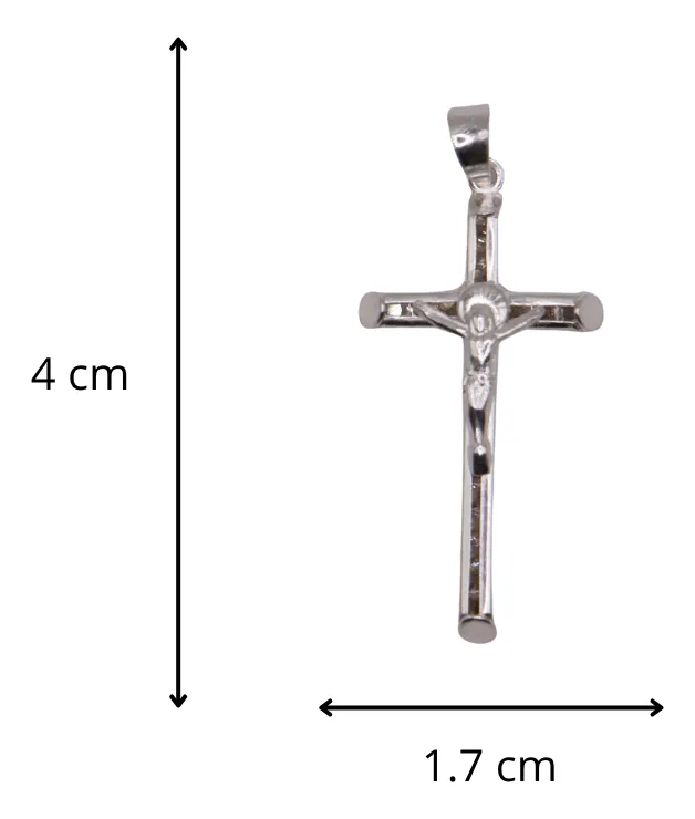 Dije De Cruz Cristo Elegante + Cadena en Plata .925