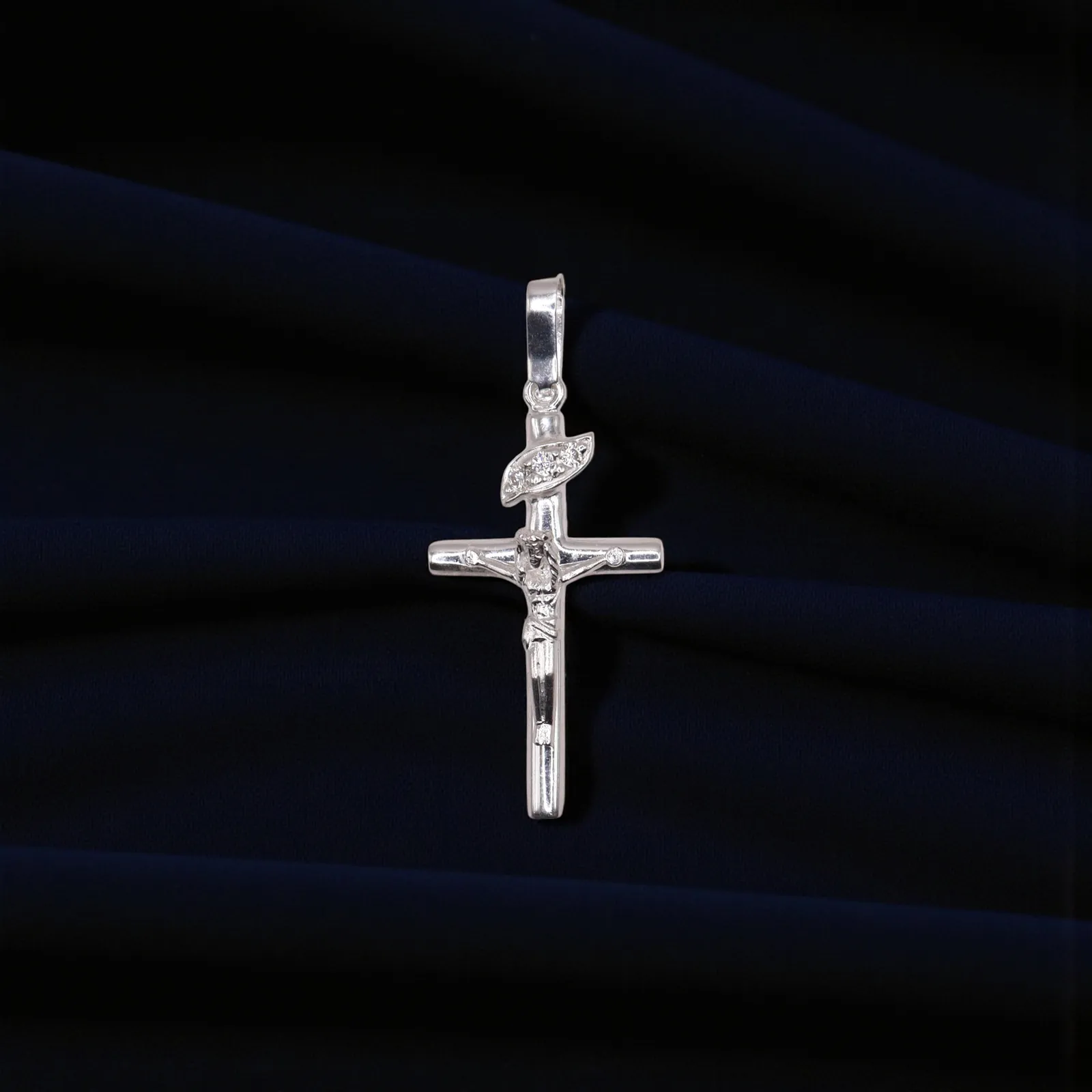 Dije De Cruz Cristo Celestial + Cadena en Plata .925