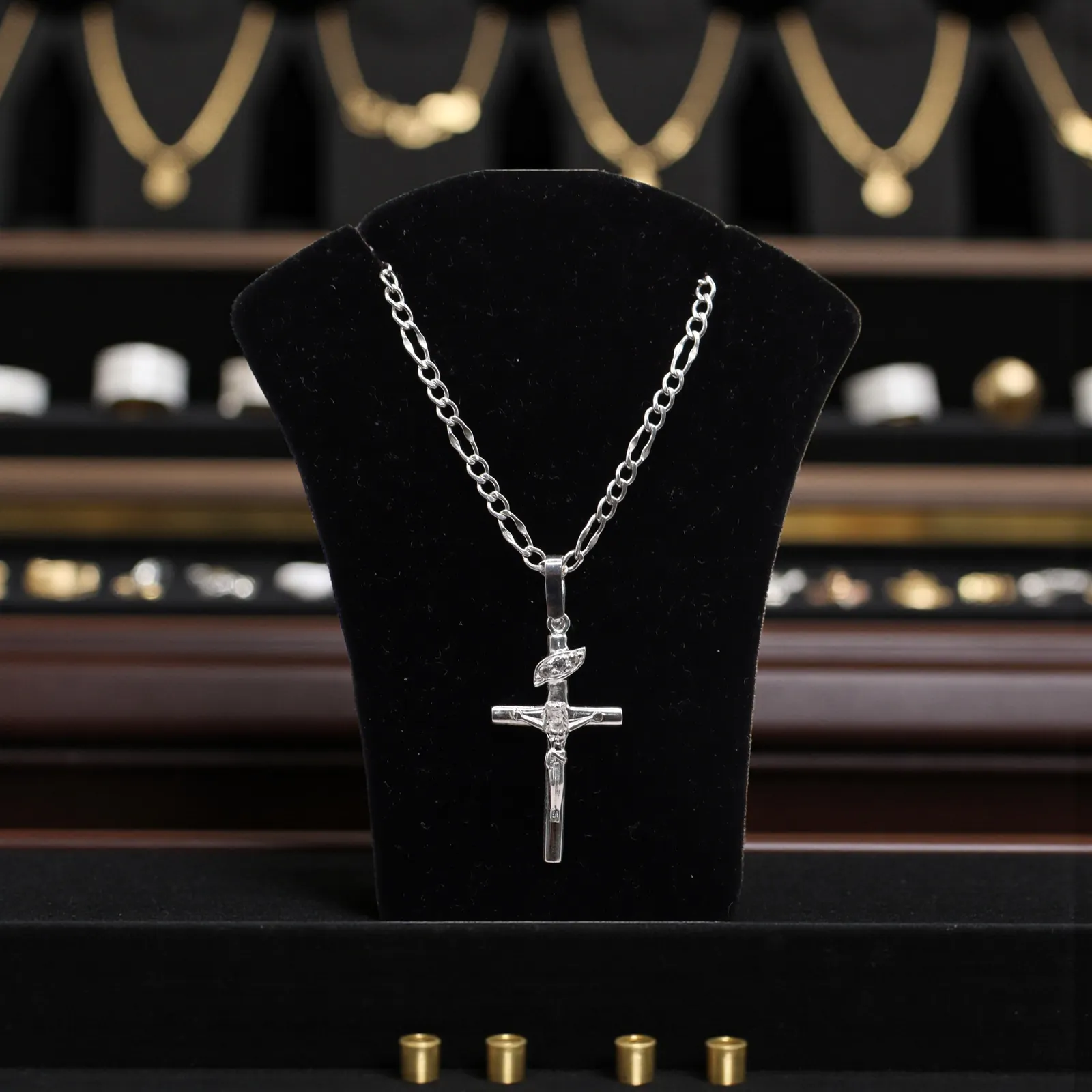 Dije De Cruz Cristo Celestial + Cadena en Plata .925