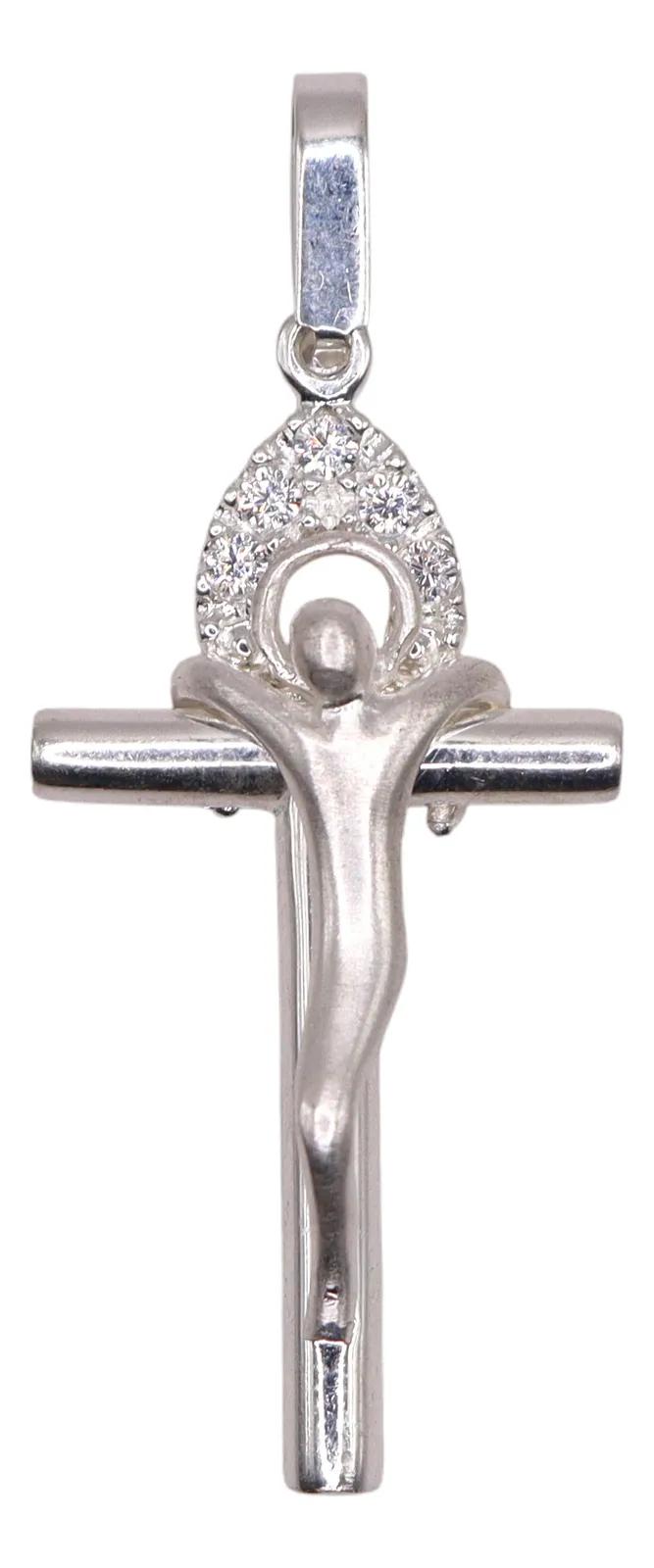 Dije De Cruz Cristo Aura + Cadena en Plata .925