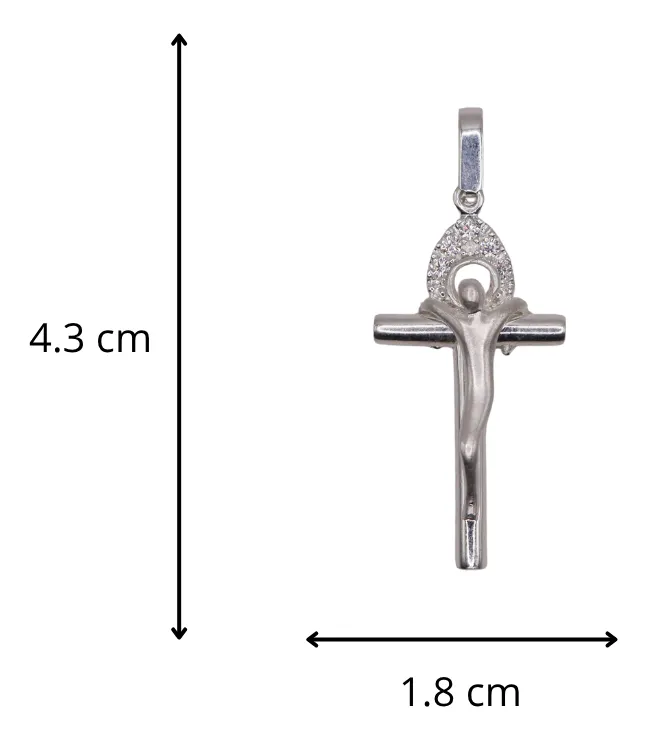 Dije De Cruz Cristo Aura + Cadena en Plata .925
