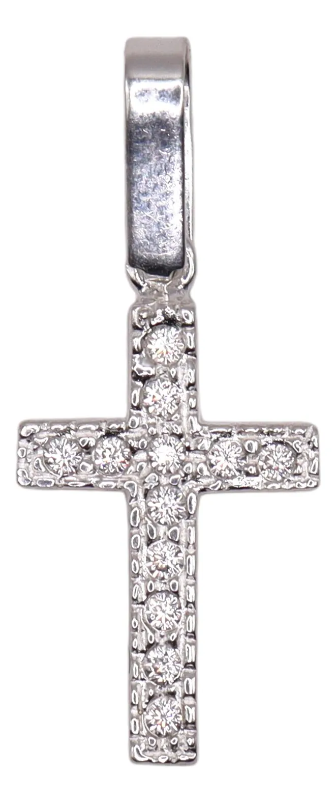 Dije De Cruz Con Circonia + Cadena en Plata .925