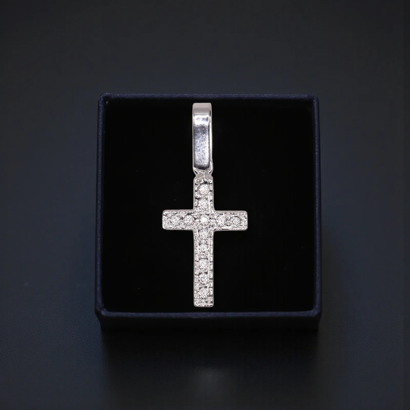 Dije De Cruz Con Circonia + Cadena en Plata .925