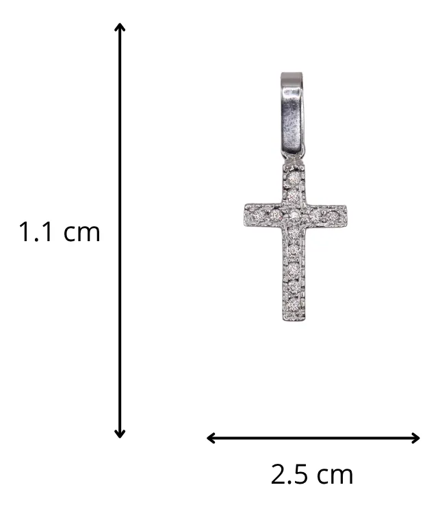Dije De Cruz Con Circonia + Cadena en Plata .925