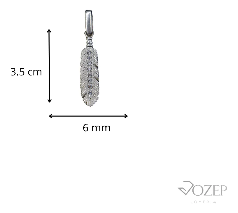 Dije Pluma + Cadena en Plata .925