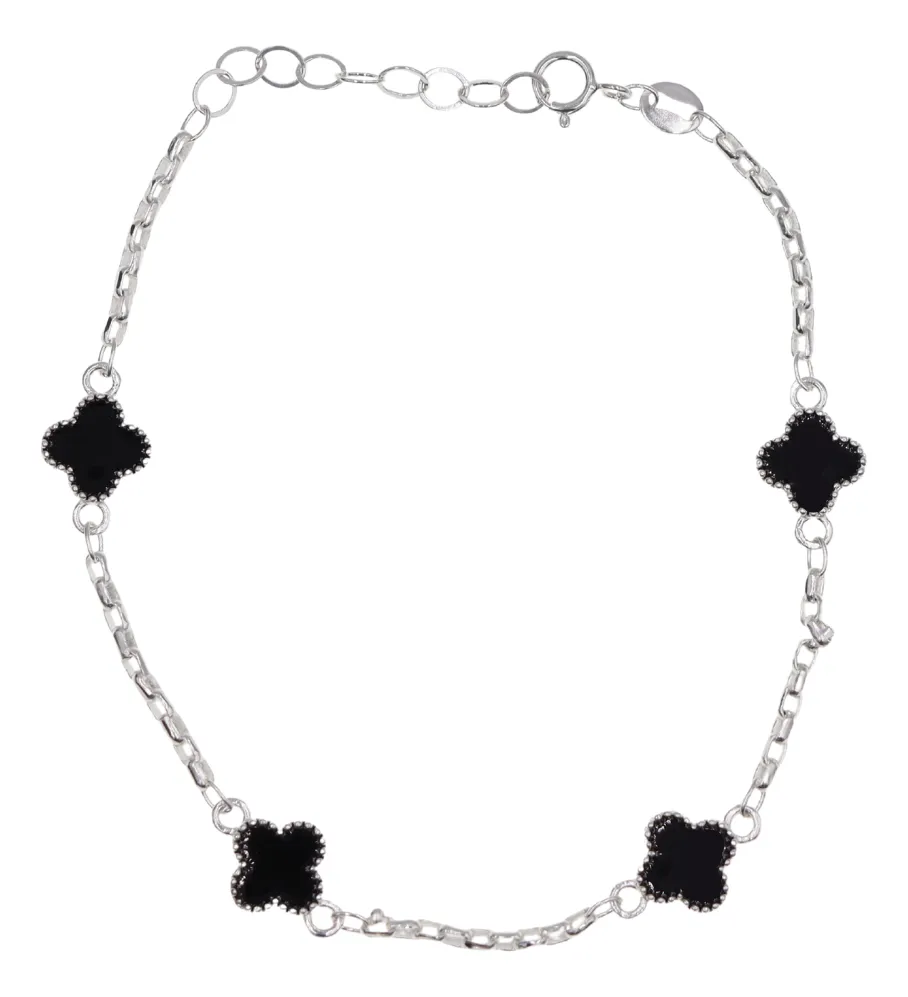 Pulso De Plata .925 Estilo Trebol 20 Cm