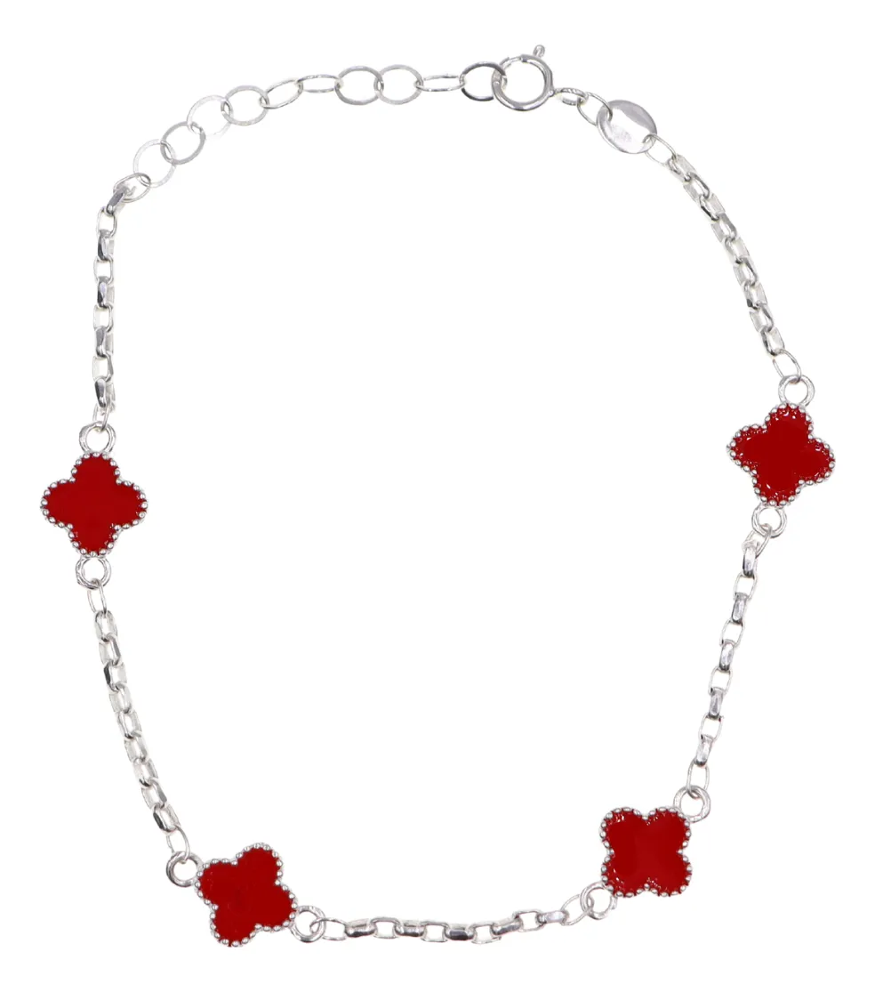 Pulso De Plata .925 Estilo Trebol 20 Cm