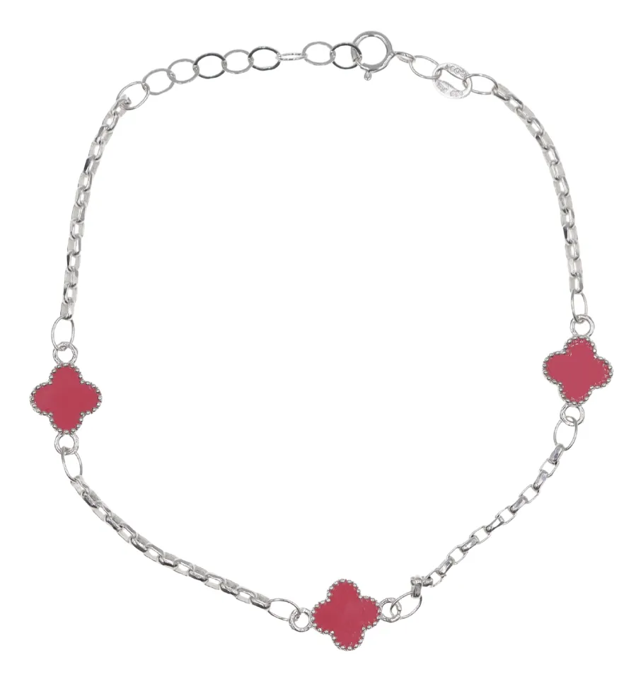 Pulso De Plata .925 Estilo Trebol 20 Cm