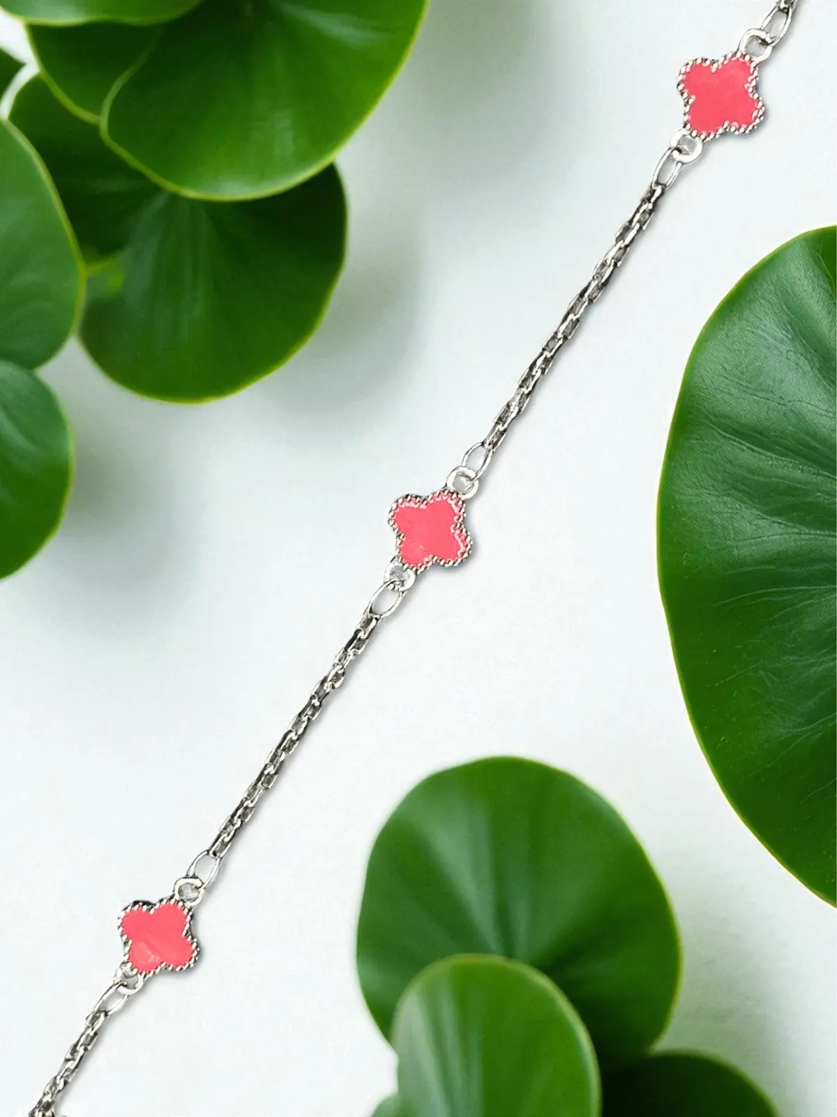 Pulso De Plata .925 Estilo Trebol 20 Cm