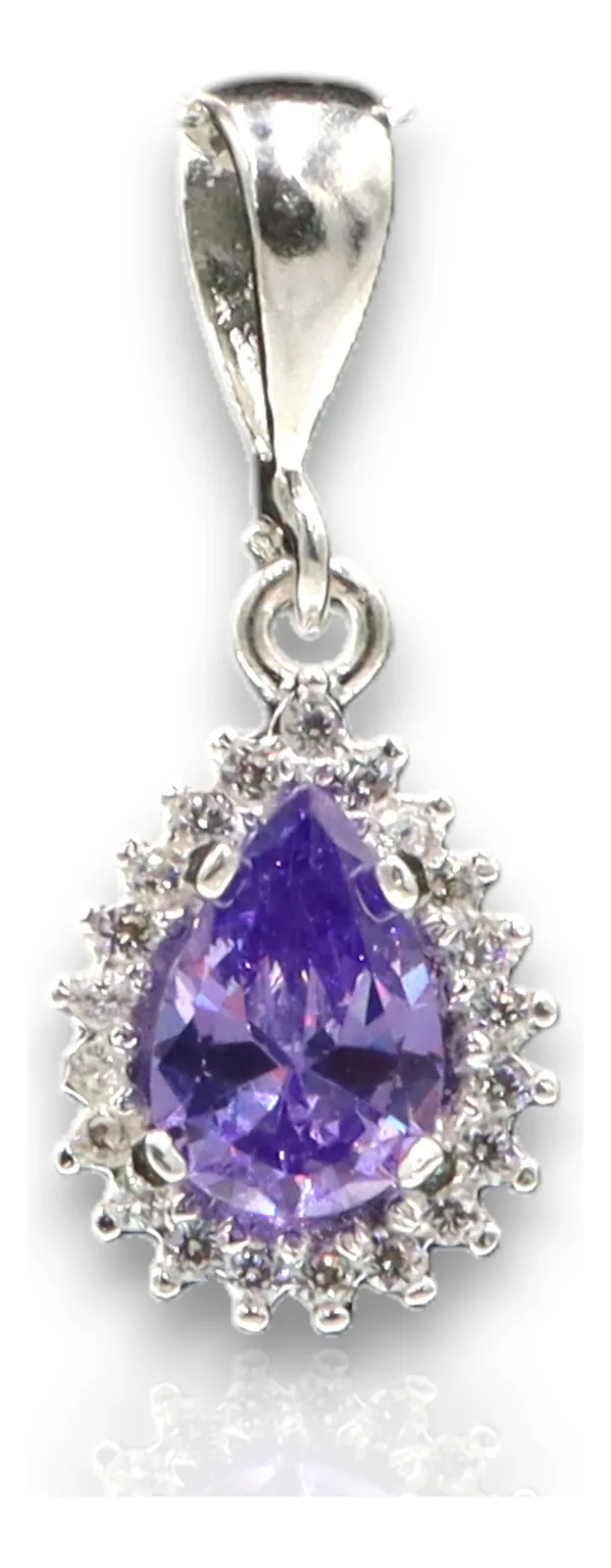 Aretes + Dije Gota Morada en Plata .925