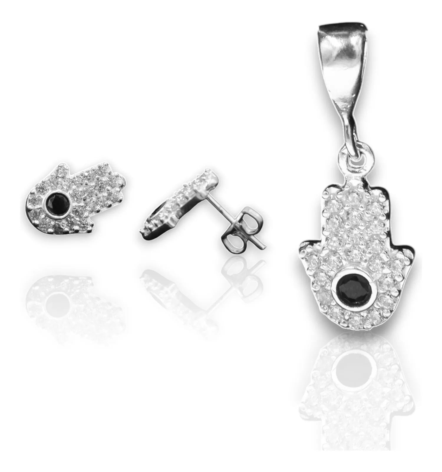 Aretes + Dije De Mano en Plata .925