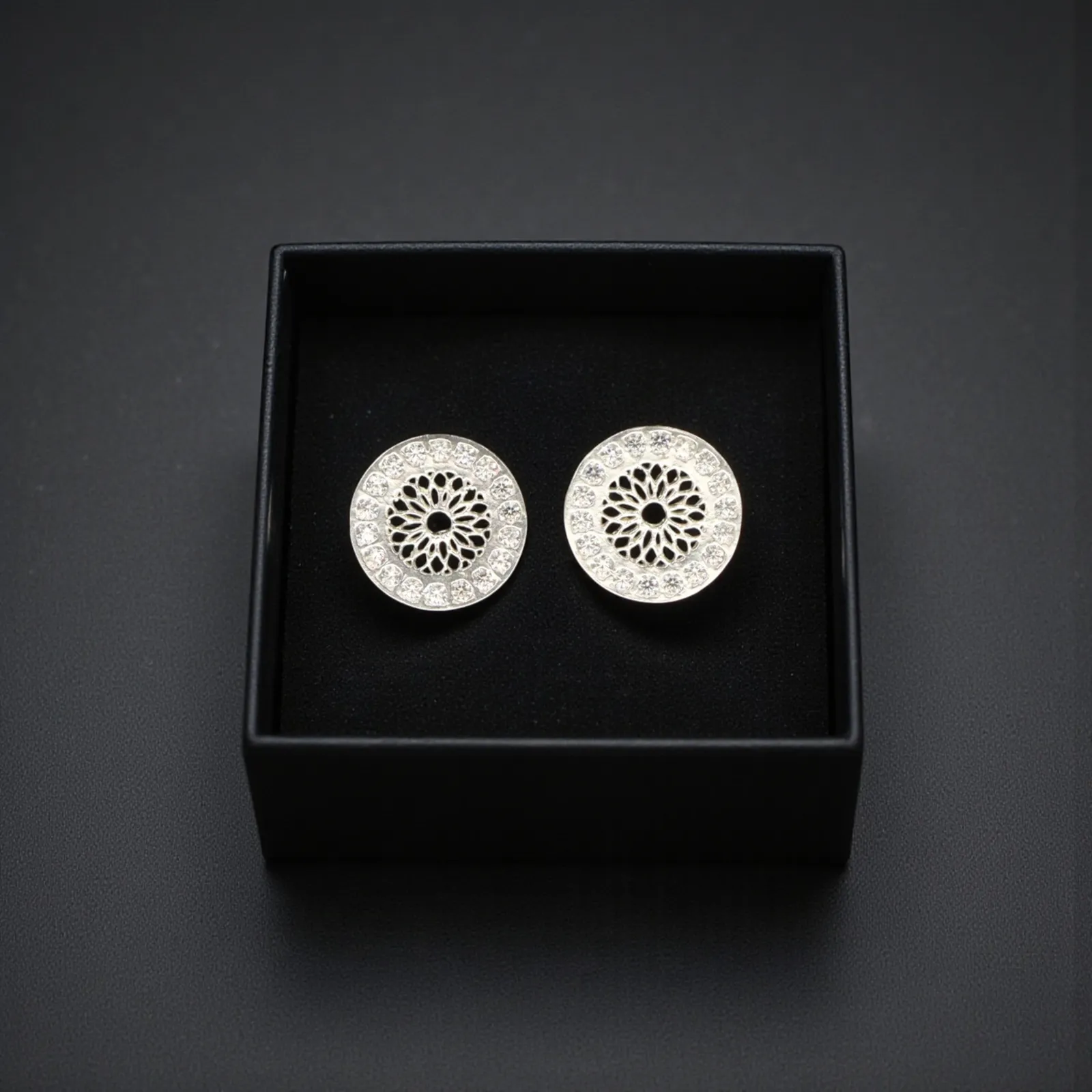 Aretes + Dije Circulo Blanco en Plata .925