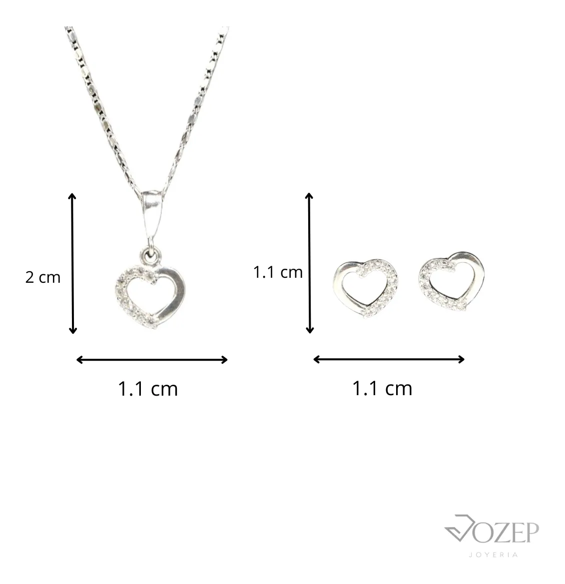 Aretes + Dije Contorno Corazón en Plata .925