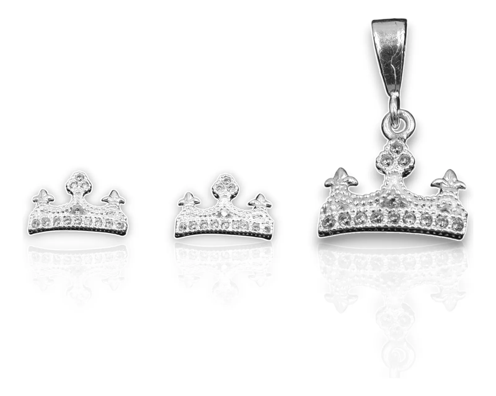 Aretes + Dije Corona en Plata .925
