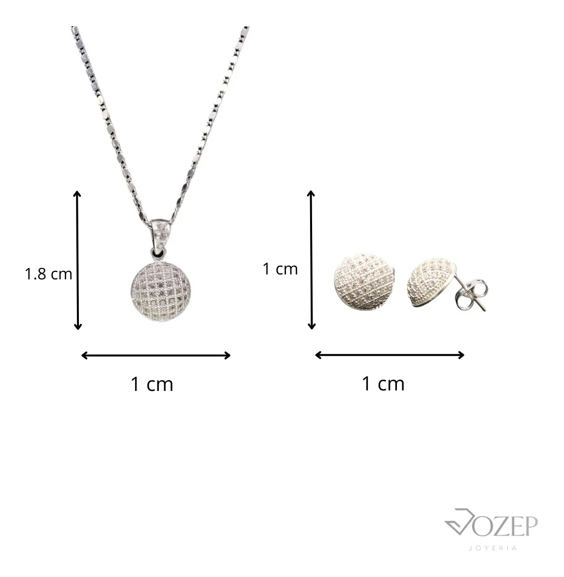 Aretes + Dije Esfera Pavé en Plata .925