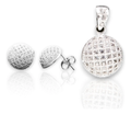 Aretes + Dije Esfera Pavé en Plata .925