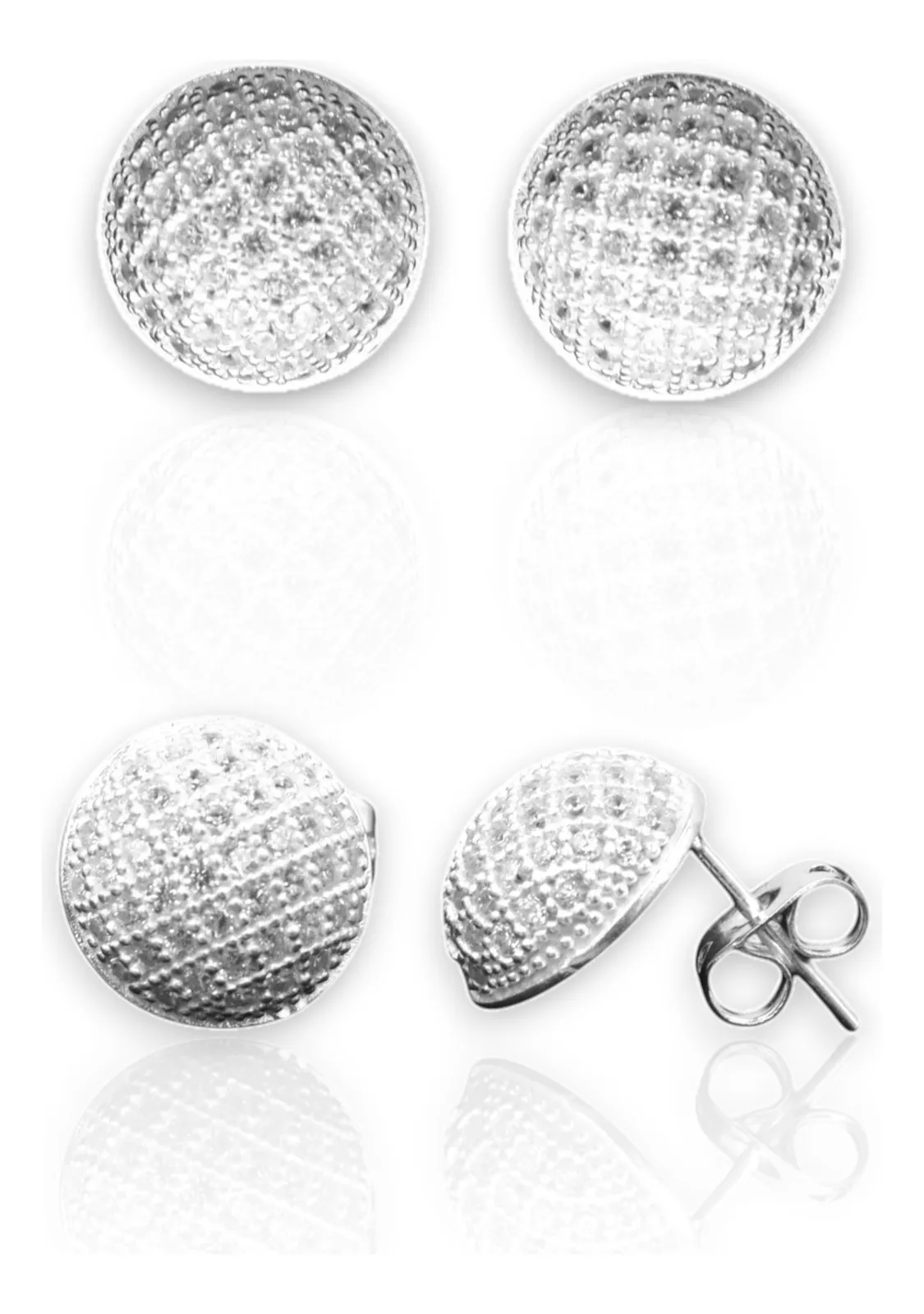 Aretes + Dije Esfera Pavé en Plata .925