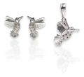 Aretes + Dije Colibri en Plata .925