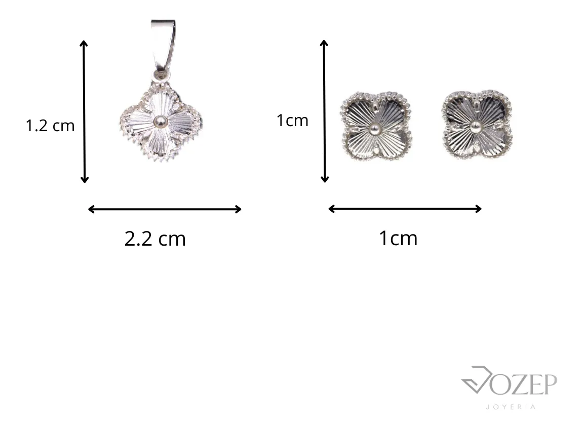 Aretes + Dije Trebol en Plata .925