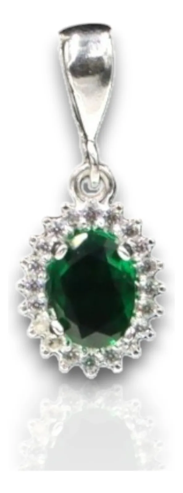 Aretes + Dije Ovalo Verde en Plata .925