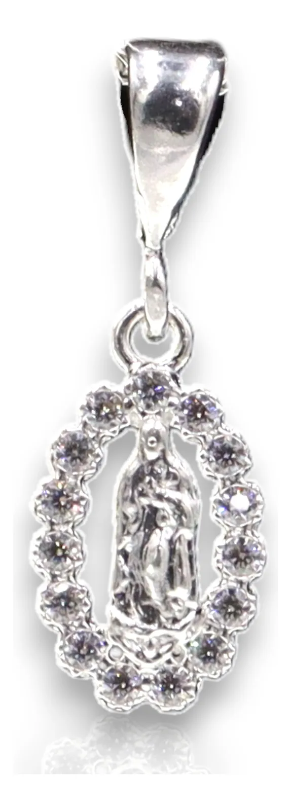 Aretes + Dije Mini Virgen Con Circonia en Plata .925
