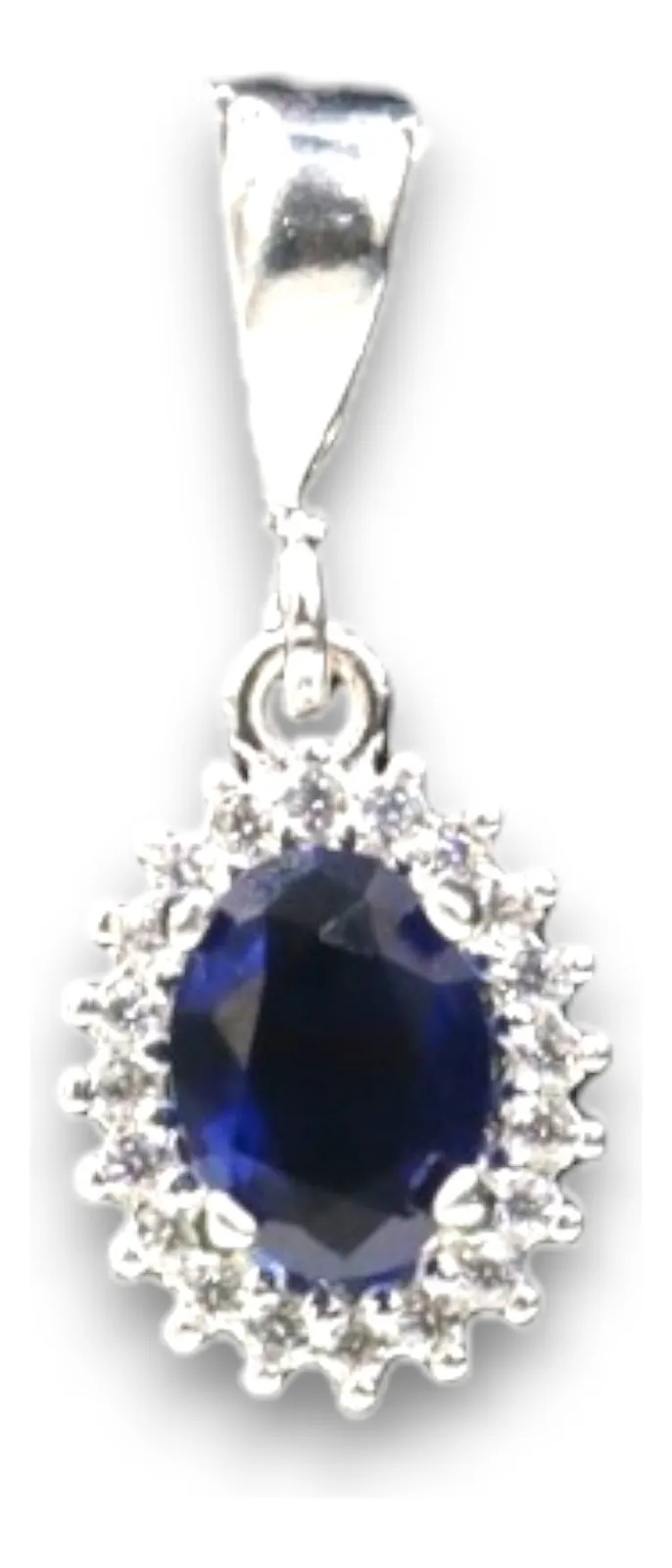 Aretes + Dije Ovalo Azul en Plata .925