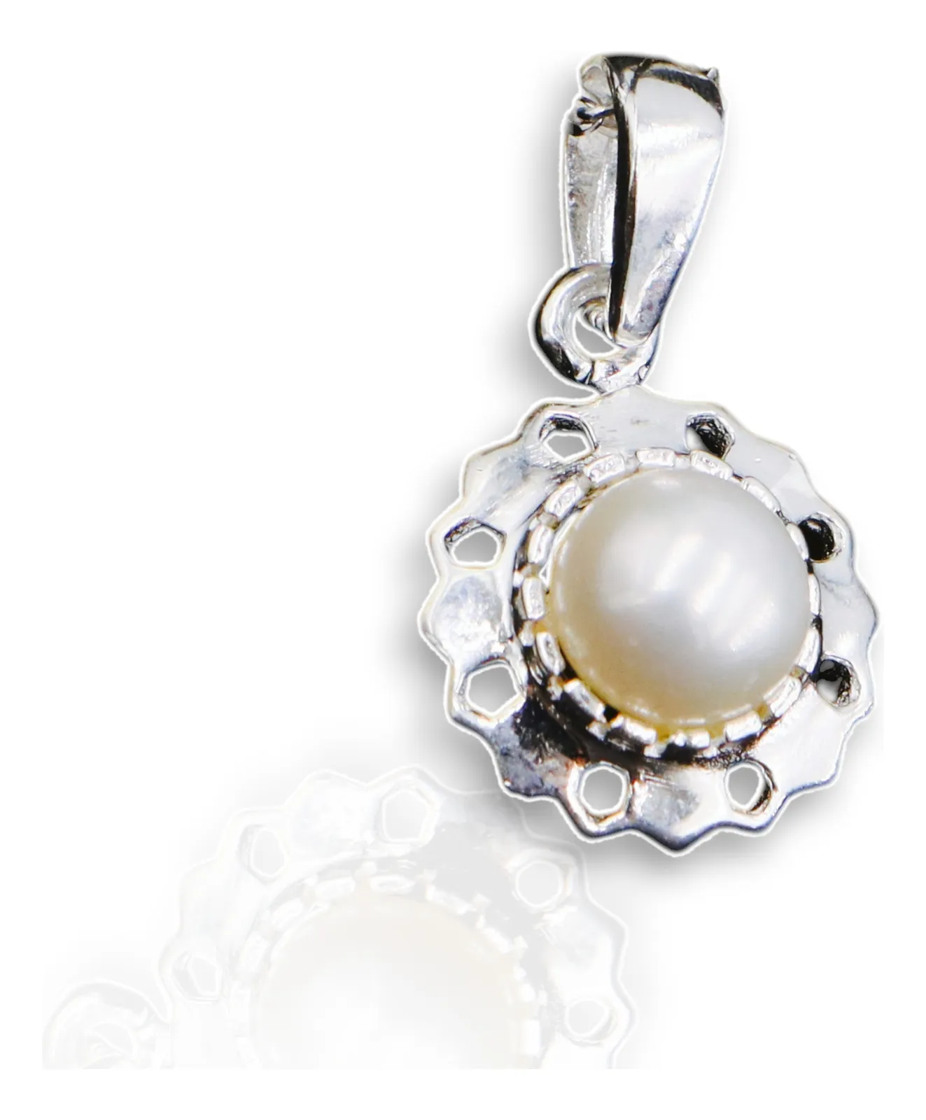 Aretes + Dije Perla en Plata .925