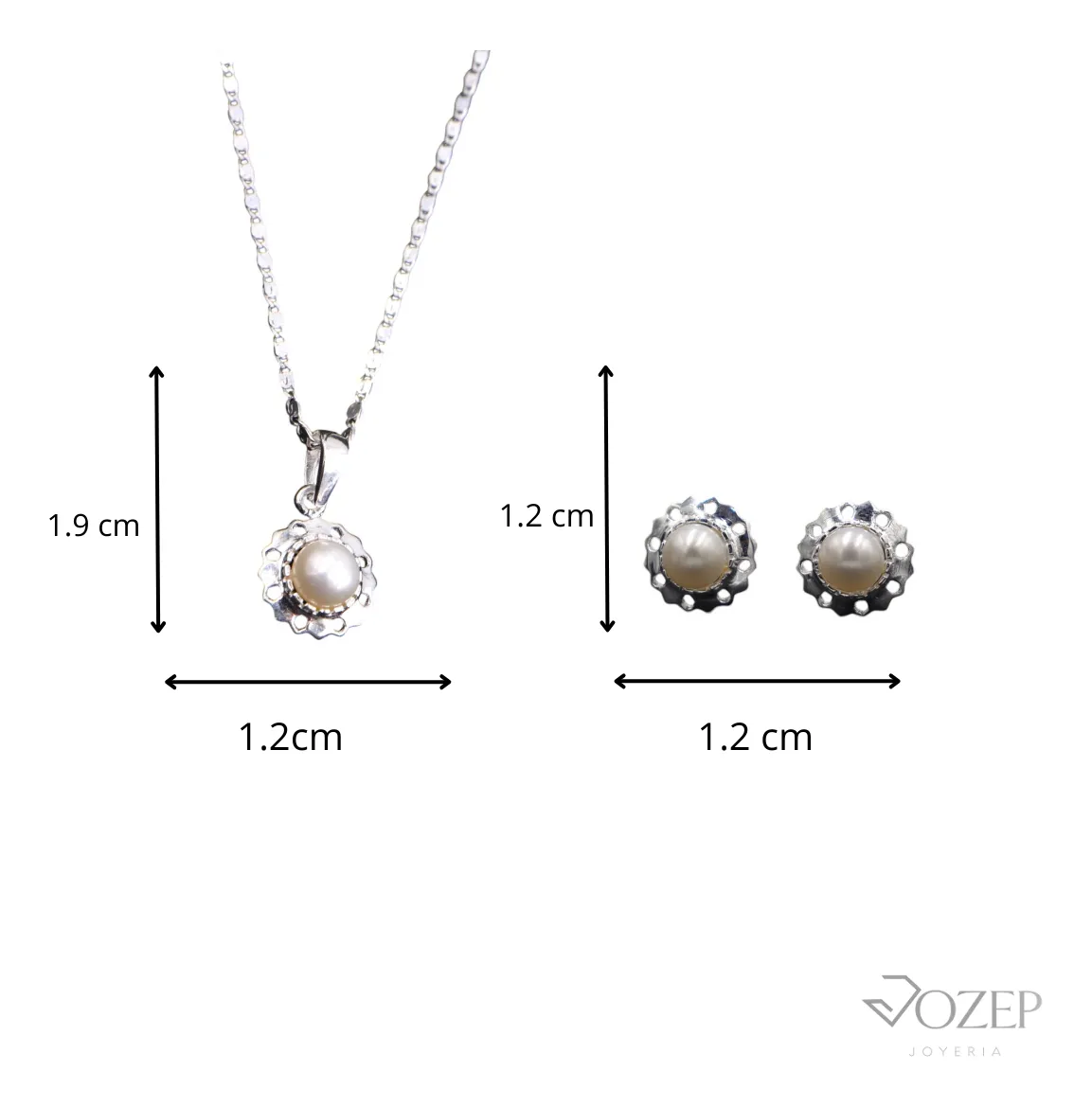 Aretes + Dije Perla en Plata .925