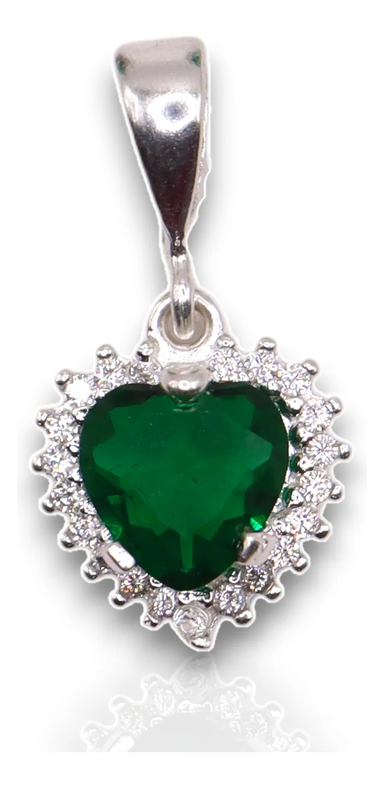 Aretes + Dije Corazón Verde en Plata .925