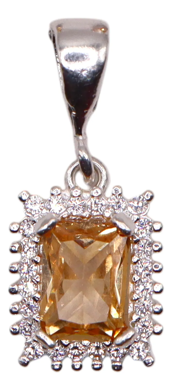 Aretes + Dije Cuadro Naranja en Plata .925