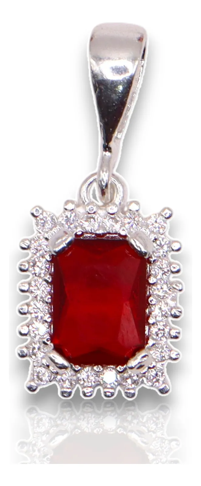 Aretes + Dije Cuadro Rojo en Plata .925