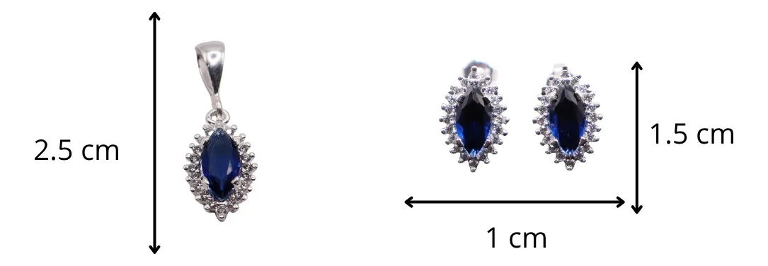 Aretes + Dije Gota Azul en Plata .925