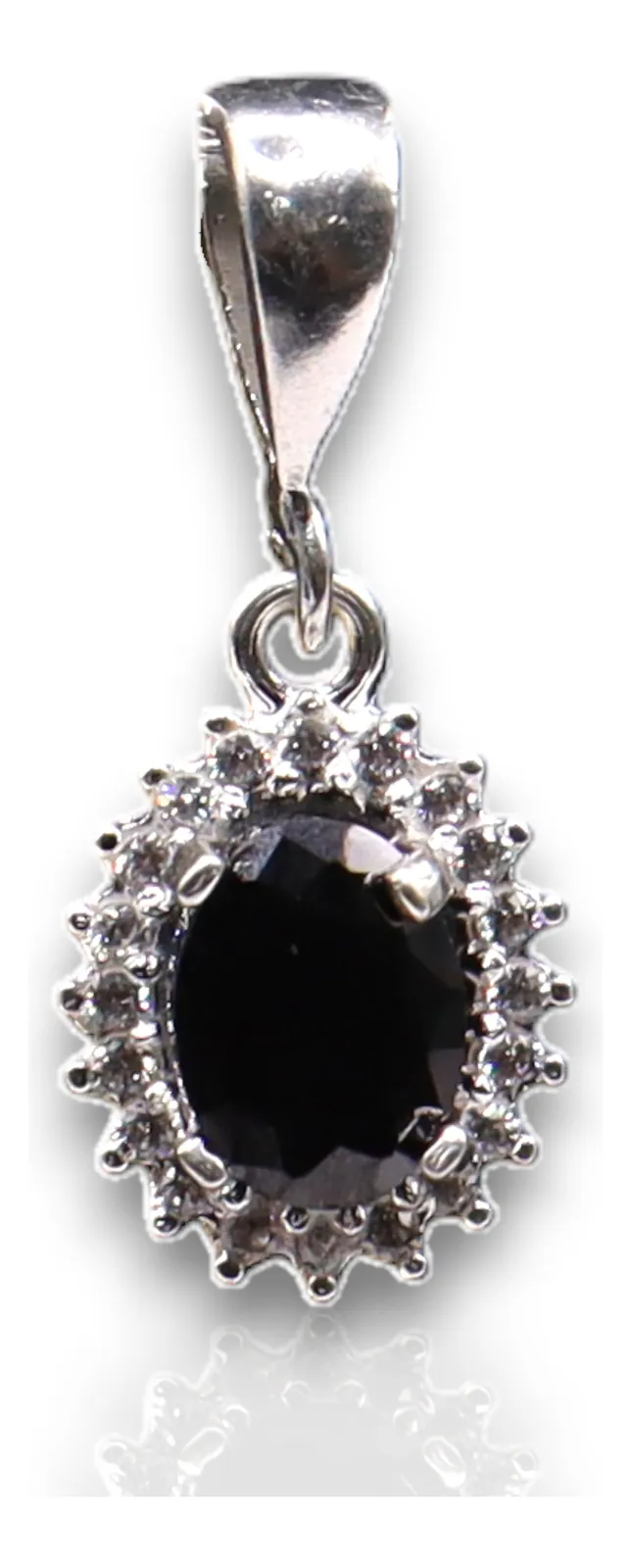 Aretes + Dije Ovalo Negro en Plata .925