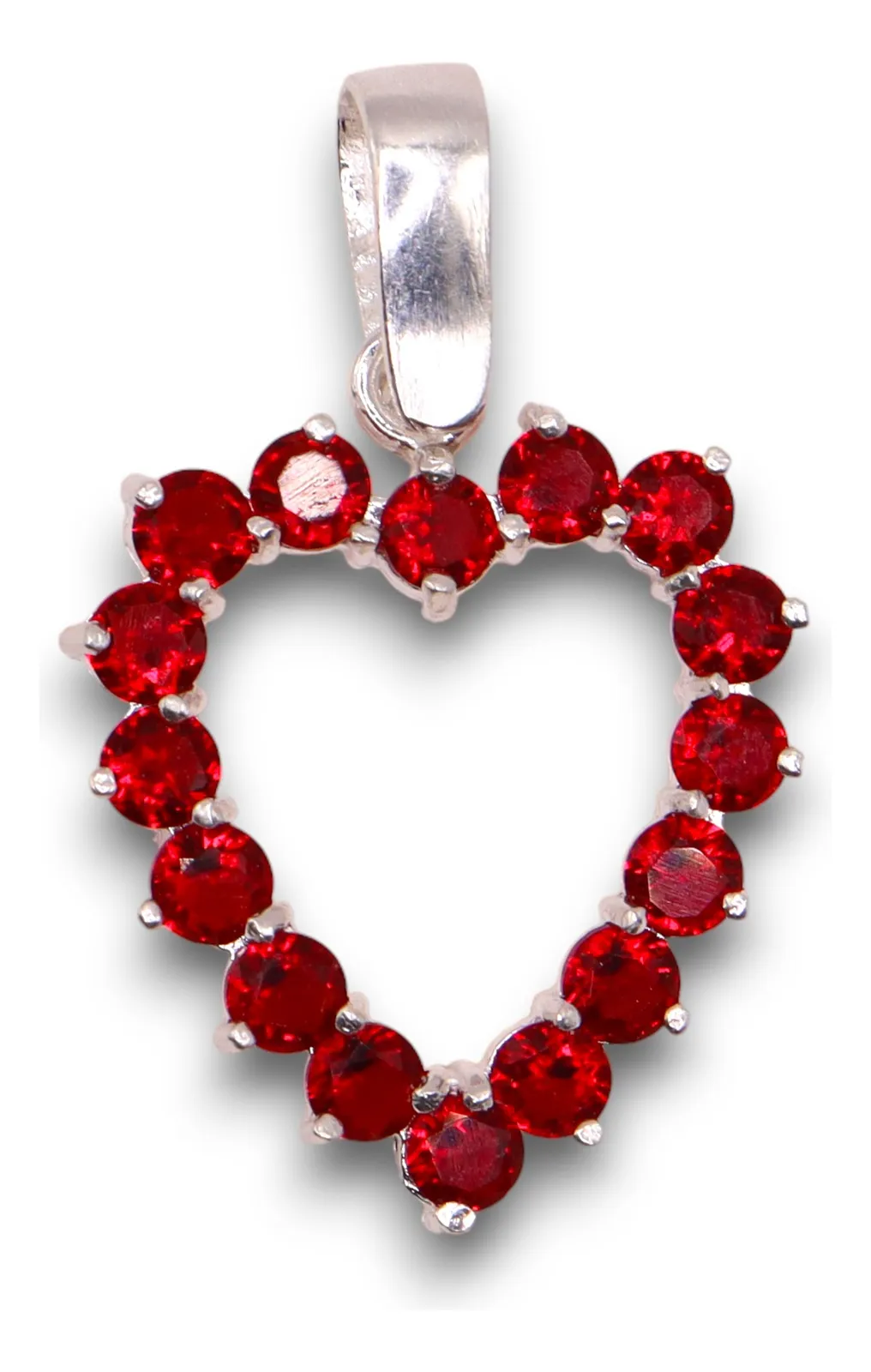 Dije Corazón Contorno Rojo En Plata .925