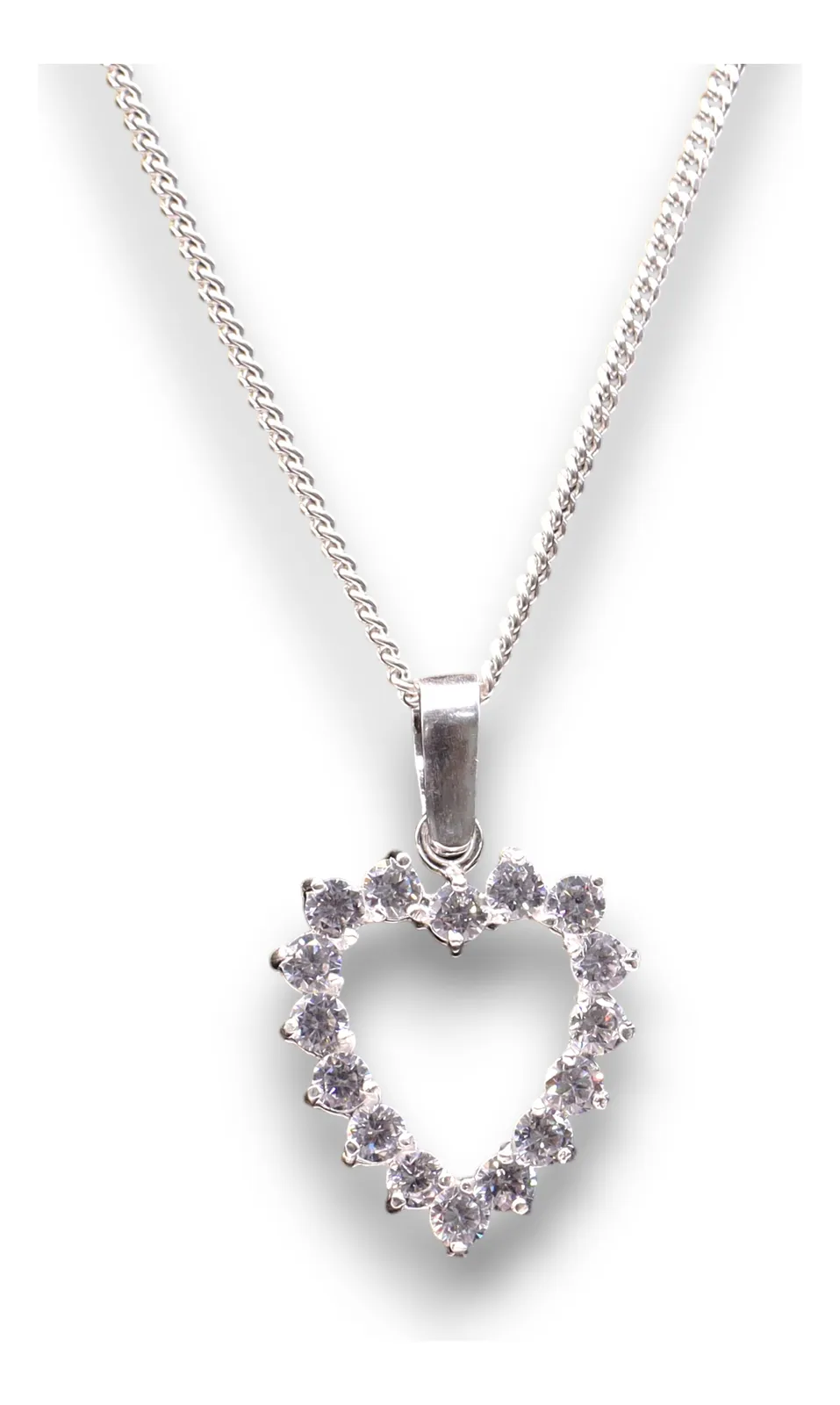 Dije Corazón Contorno Blanco En Plata .925