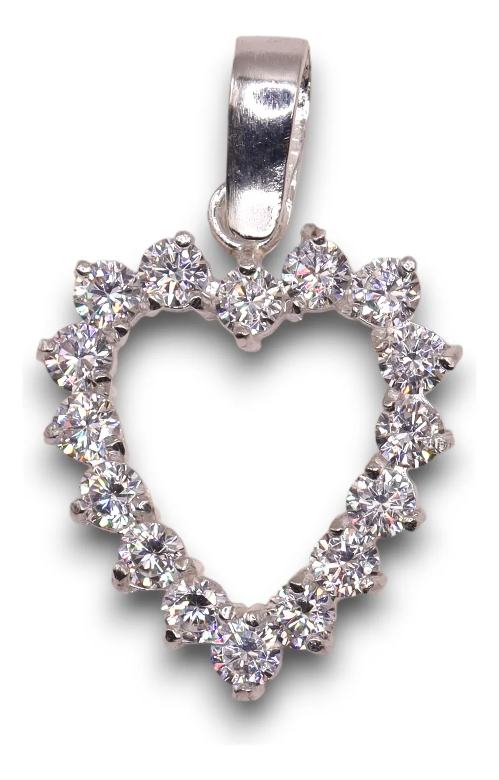 Dije Corazón Contorno Blanco En Plata .925