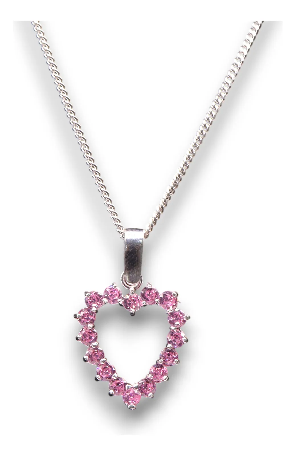 Dije Corazón Contorno Rosa En Plata .925